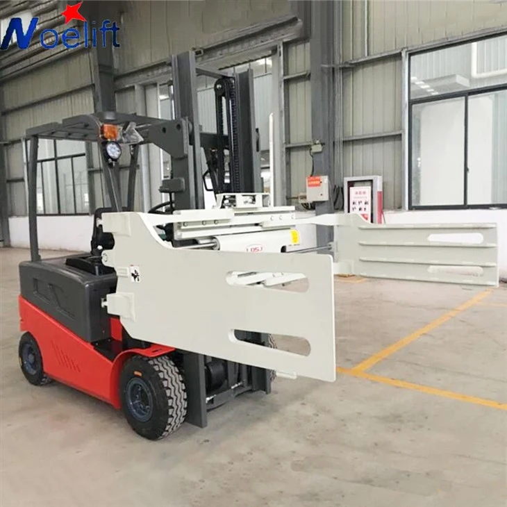 Electric Counterbalance Forklift With Bale Clamp Attached